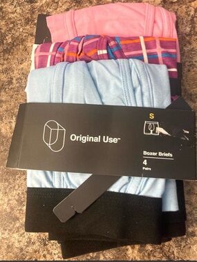 Men's Plaid/Solid Boxer Briefs Original Use™ Blue/Pink/White 3pk
Size Small